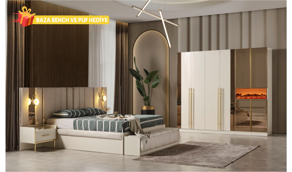 Alyans Yatak Odası (Baza Bench ve Puf Hediye)