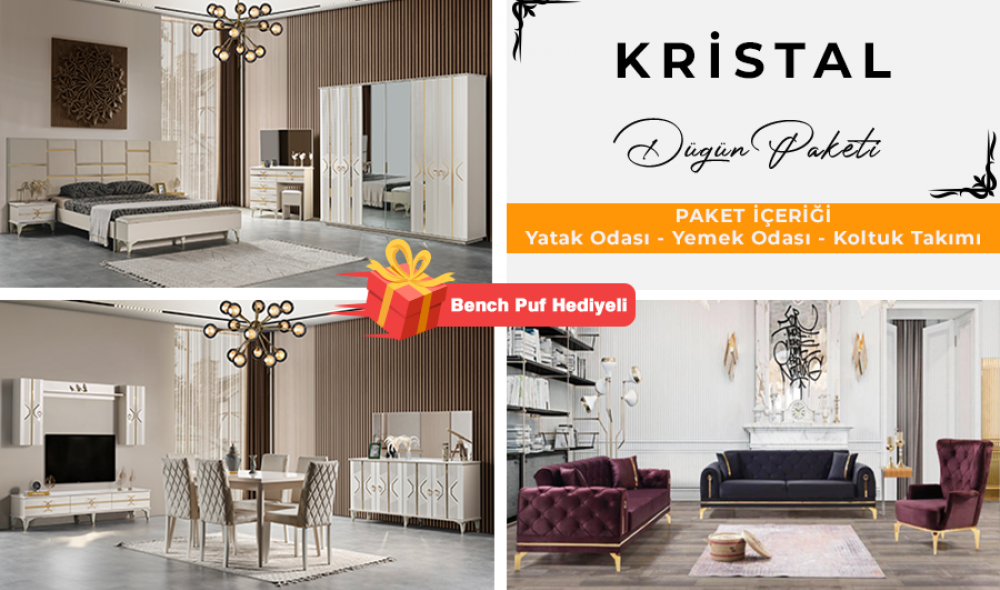 Kristal Düğün Paketi (Yüzler MDF Kasa Suntalem Malzemeden Üretilmiştir)