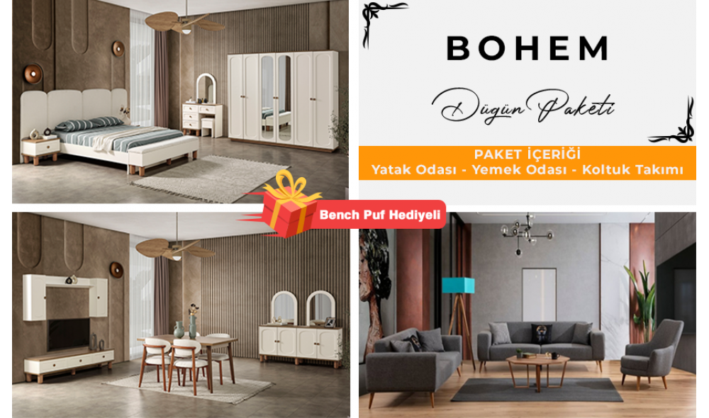 Bohem Düğün Paketi (YÜZLER MDF KASA SUNTALEM MALZEMEDEN ÜRETİLMİŞTİR)