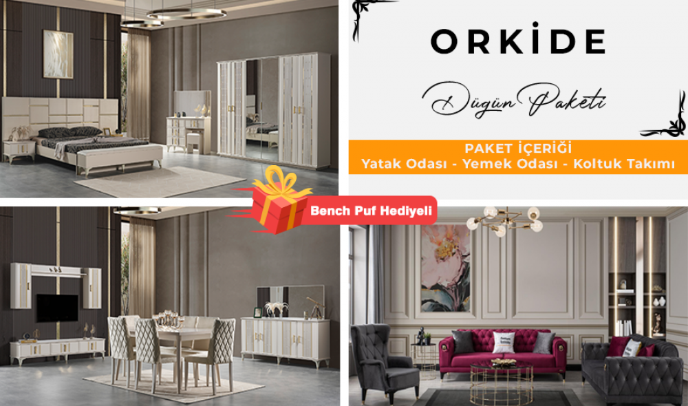 Orkide Düğün Paketi (Yüzler MDF Kasa Suntalem Malzemeden Üretilmiştir)