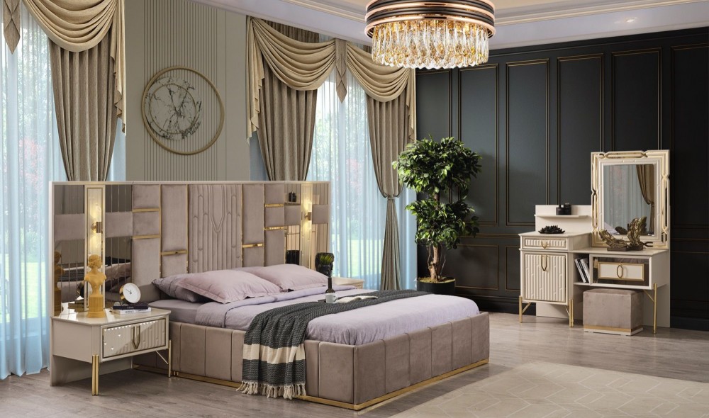 Bahar Bej Yatak Odası %100 MDF (Dolap İç Dizayn Suntalem Malzemeden Üretilmiştir)