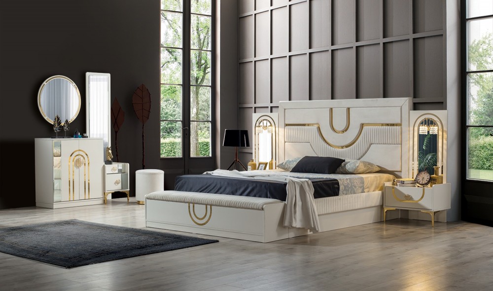 Safir Düğün Paketi Baza, Bench, Boy Aynası Ve Puf Hediye