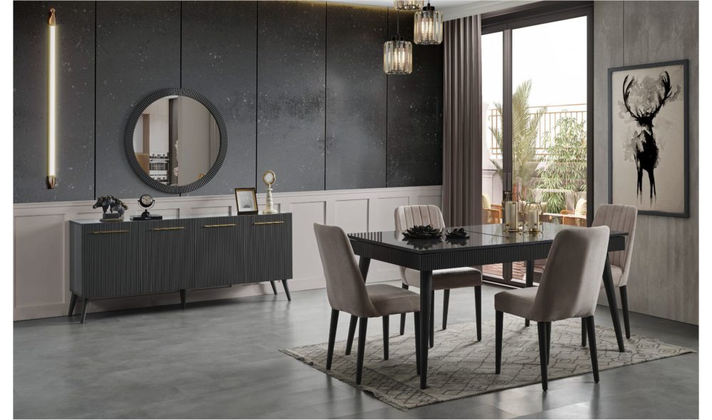 Çırağan Antrasit Yemek Odası %100 MDF