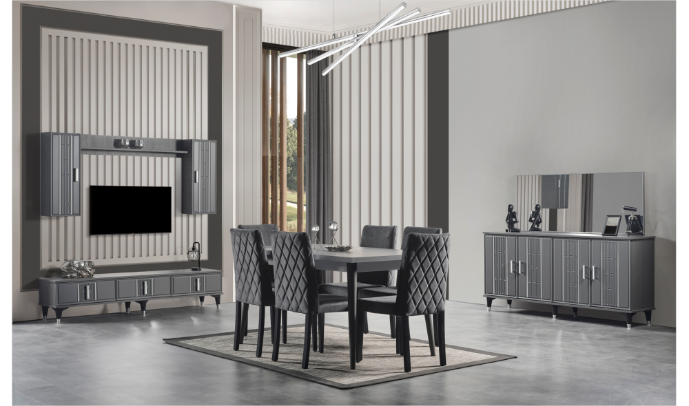 Pırlanta Yemek Odası (Ön yüzler %100 mdf kasa suntalem malzemeden üretilmiştir)