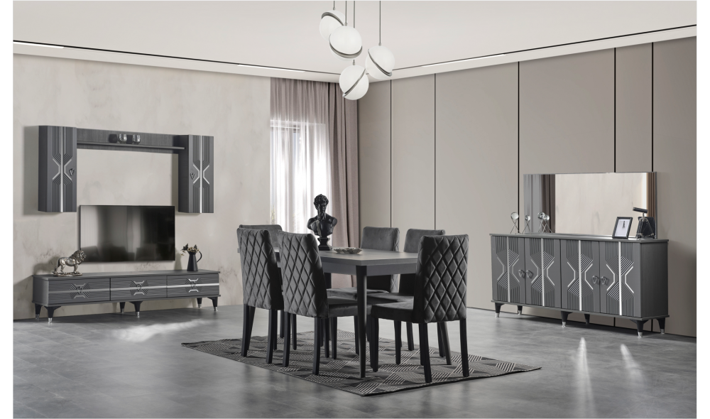 Zümrüt Yemek Odası (Ön yüzler %100 mdf kasa suntalem malzemeden üretilmiştir)